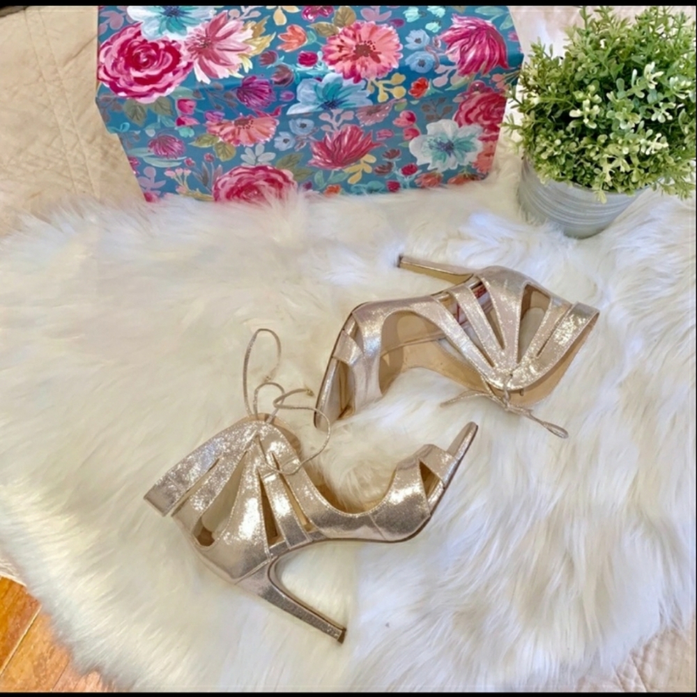 BCBG Generation metallic gold dress sandals